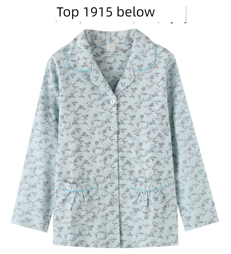 Autumn and winter thickening pure cotton Long sleeve Middle aged and old people pajamas