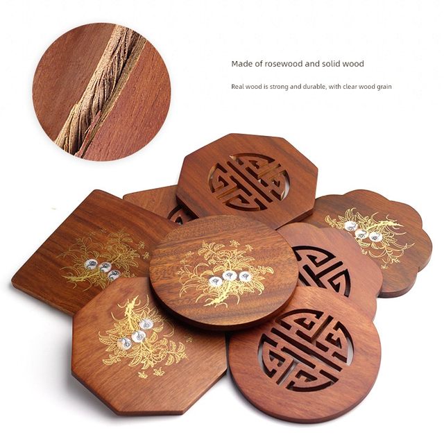 Solid wood heat insulation pad mahogany anti-scalding heat-resistant bowl pad rosewood creative home kitchen dining table dish casserole pad