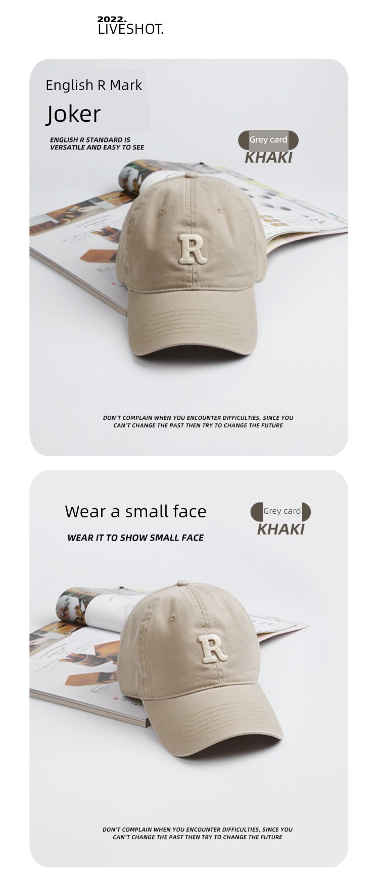 Khaki new pattern Baseball cap display face female deepen Big head circumference