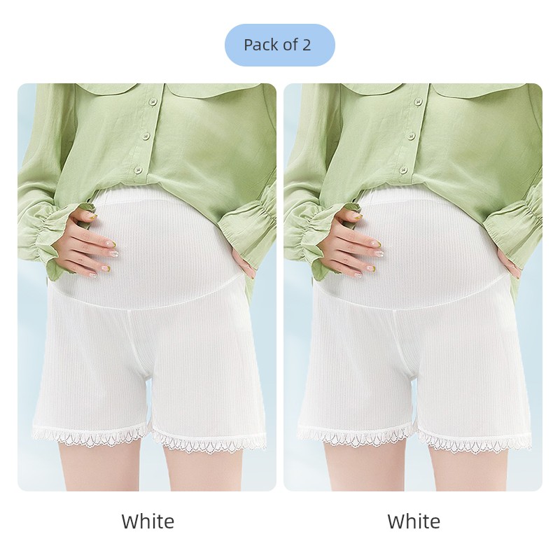 Jq Jingqi Maternity Safety Shorts Summer Thin Anti-Exposure Large Size Ice Silk Underwear Shorts for Pregnant Women Maternity Wear — 8