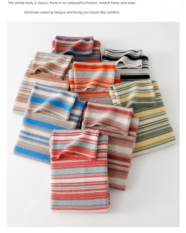 Cashmere Heap High collar female jacket stripe Sweater