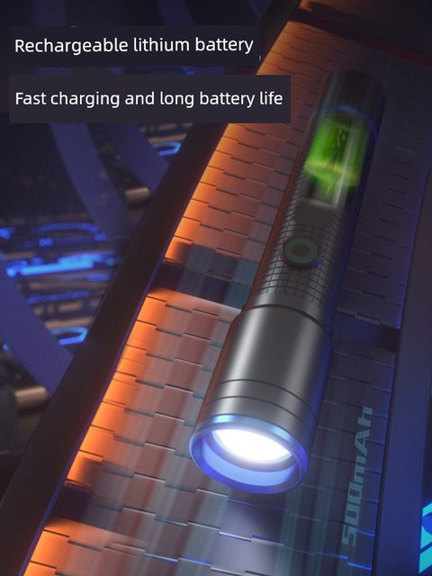 Deli Tools Rechargeable Flashlight LED Home Portable Outdoor Emergency Light Small Long-range High Light