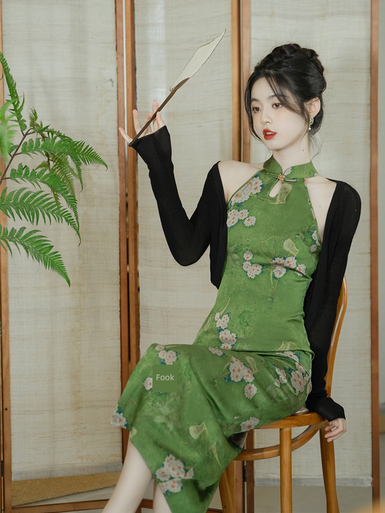 New Chinese style National style Dress Show thin Fork cheongsam
