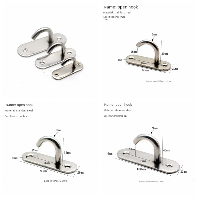 Stainless Steel Open-Ended Long Oval Hook Black Top Hook Sandbag Projection Screen Ceiling Fan Hook