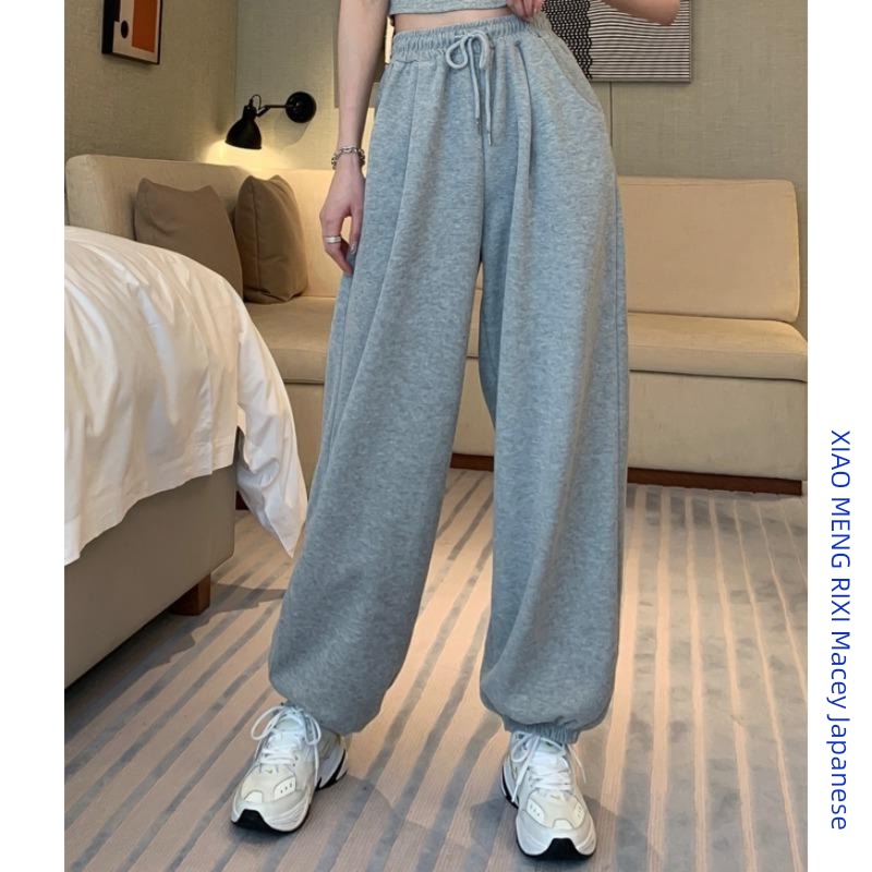 Thin money High waist Show thin leisure time motion ins sweatpants