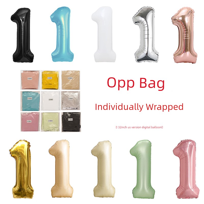 32inch Number Balloons Birthday Decoration Scene Setup for Girls, Boys, Children's First Birthday Party Atmosphere Photo Props