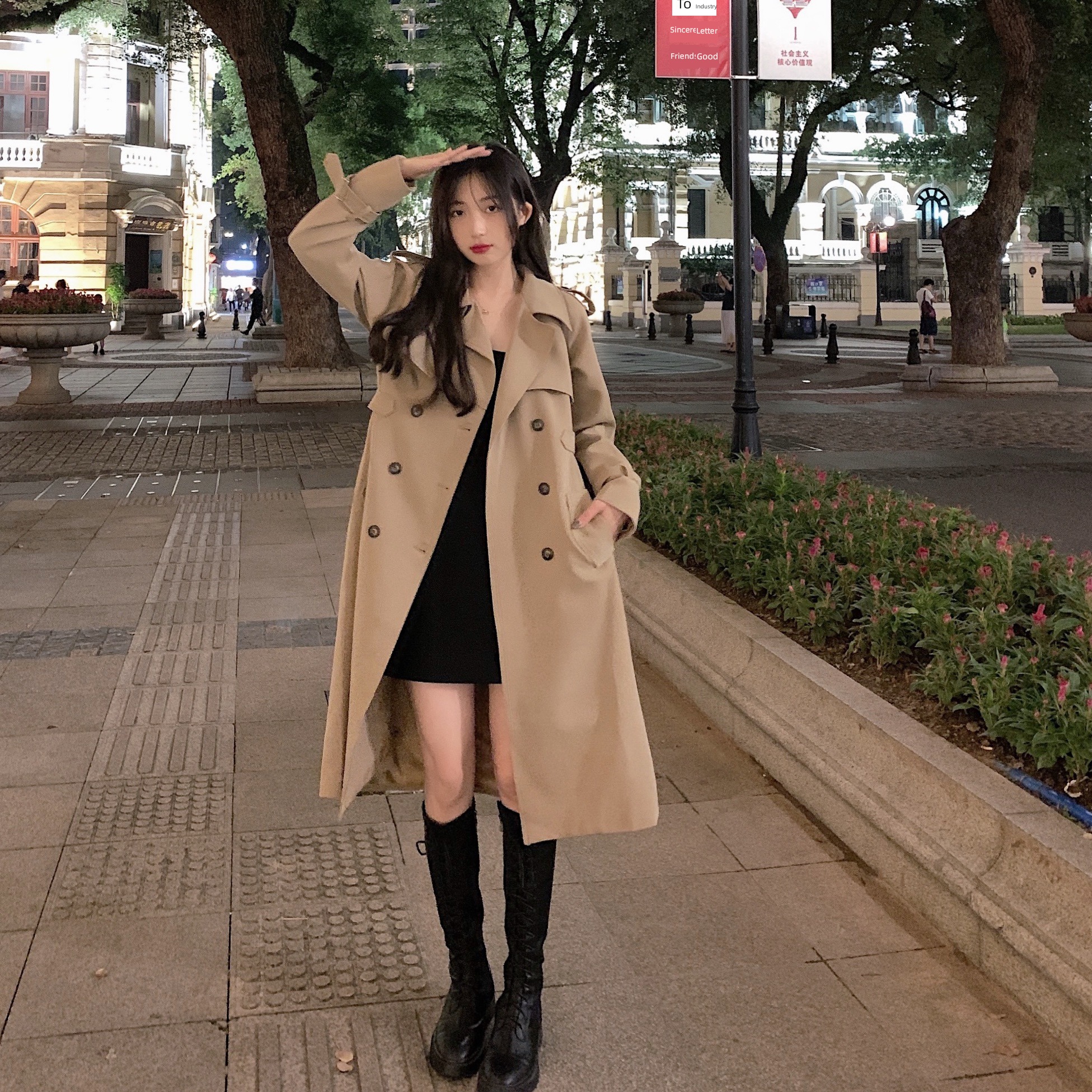 loose coat female Fat mm Medium and long term leisure time Windbreaker loose coat