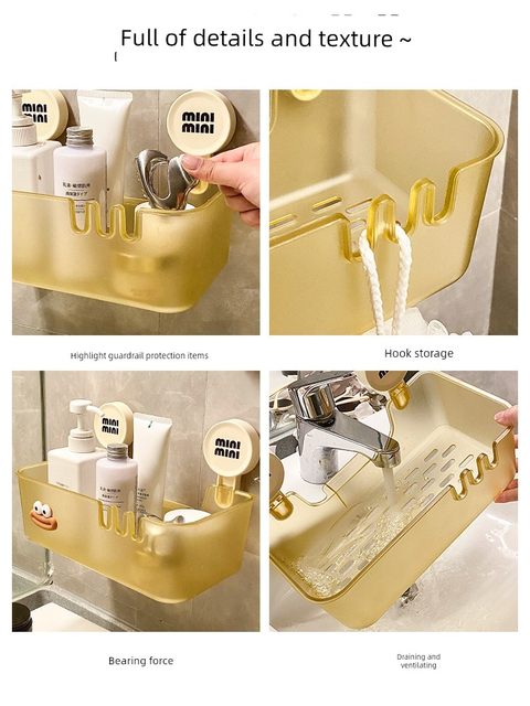 Suction cup storage rack bathroom rack without punching toilet sink toilet sink hang basket wall hanging wall storage rack