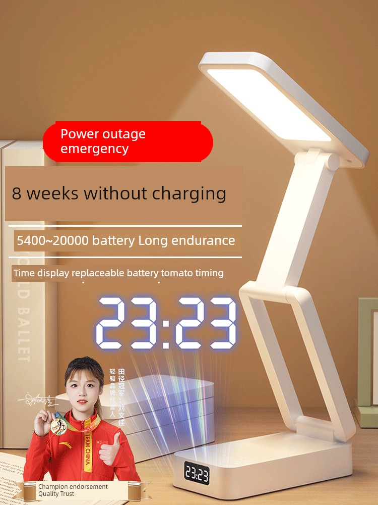 Folding Small Desk Lamp for Eye Protection, Dedicated for Studying in Dormitories, Suitable for High School and College Students, Rechargeable with Long Battery Life, for Homework and Reading