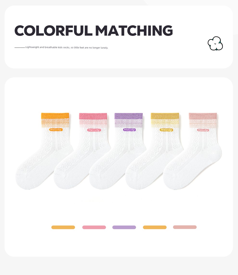 Children's Socks for Girls, Summer Thin Mesh Pure Cotton, Class a Antibacterial, Odor-Resistant, Sweat-Absorbent, for Older Children and Toddlers, Autumn — 24