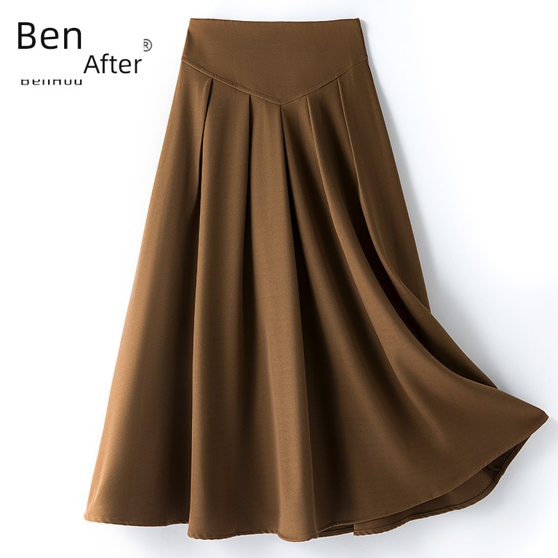 French Medium and long term High waist Show thin Pleat skirt