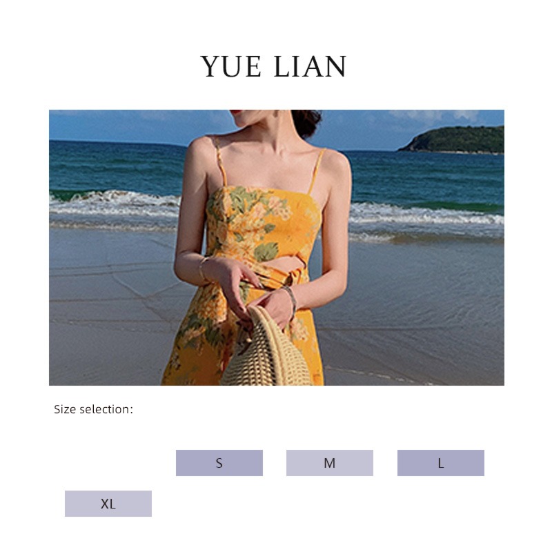 Oil painting elegant indifference Yu Jiefeng Seaside holiday braces skirt