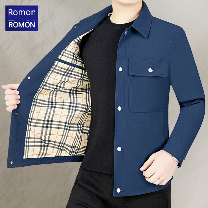 Romon spring and autumn Thin money middle age Dad Costume man loose coat