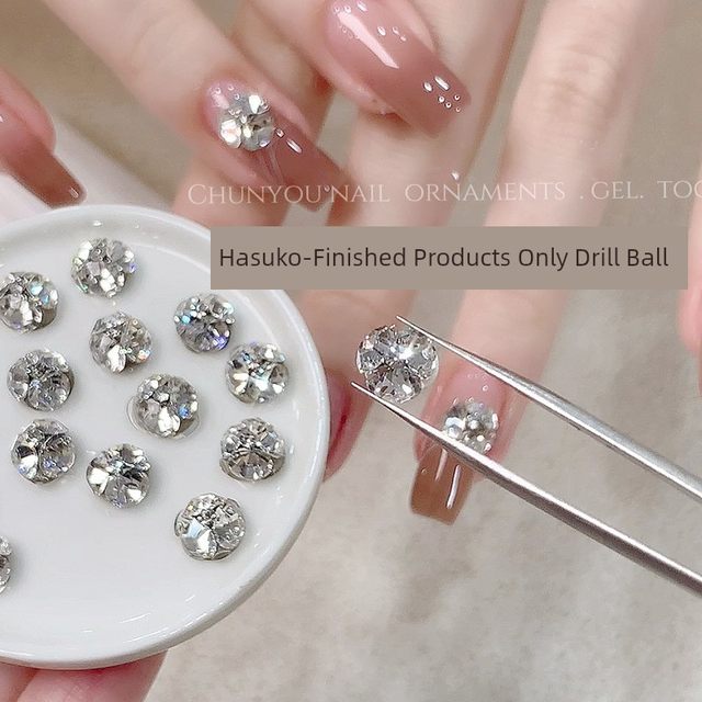 Blasting Huazi cut nail art pile diamond jewelry high quality bottomless support white finished diamond ball pile diamond nail jewelry