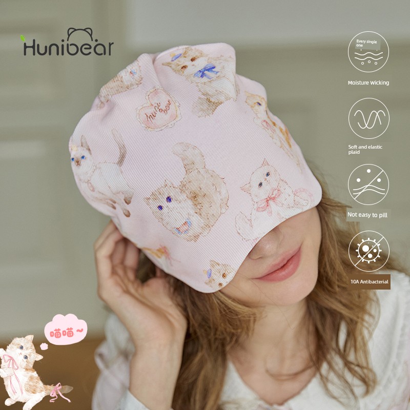 Happy Bear Maternity Hat Autumn/Winter Style for Pregnant and Postpartum Women, Large Head Circumference, Windproof Head Protection, Pure Cotton Sleep — 5