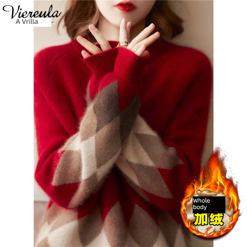 Autumn and winter V-neck easy Show thin knitting ma'am sweater