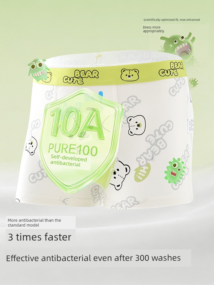 【10A Antibacterial Crotch】Boys' Underwear Children's Class a Pure Cotton Boxer Shorts for Older Boys and Little Boys, All-Cotton Baby Shorts — 4