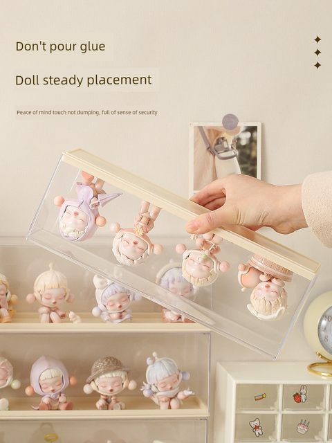 Blind box storage display cabinet cute transparent acrylic desktop display stand hand-doll doll dustproof display box