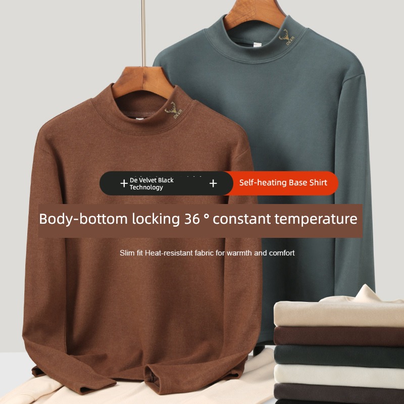 Derong Sanding Long sleeve Middle collar thickening keep warm Undershirt