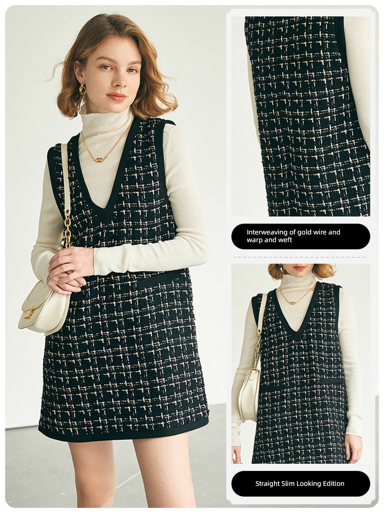 Famanxuan Little fragrance Tweed Dress vest