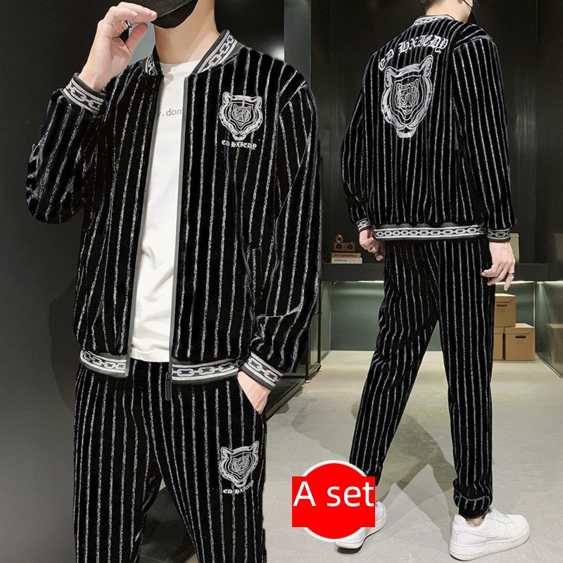 Spring and Autumn Velveteen Sweater man leisure time Sports suit