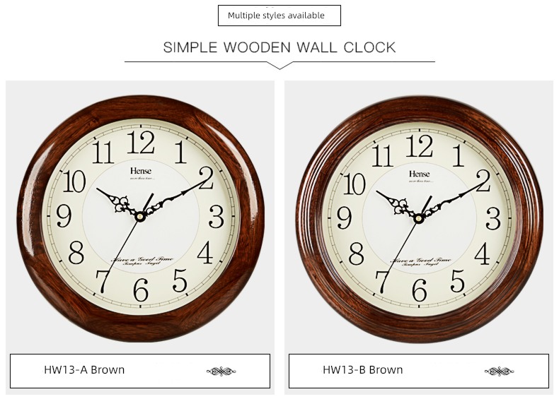 HW13 Han Dynasty Retro solid wood Silence Northern European style clocks and watches