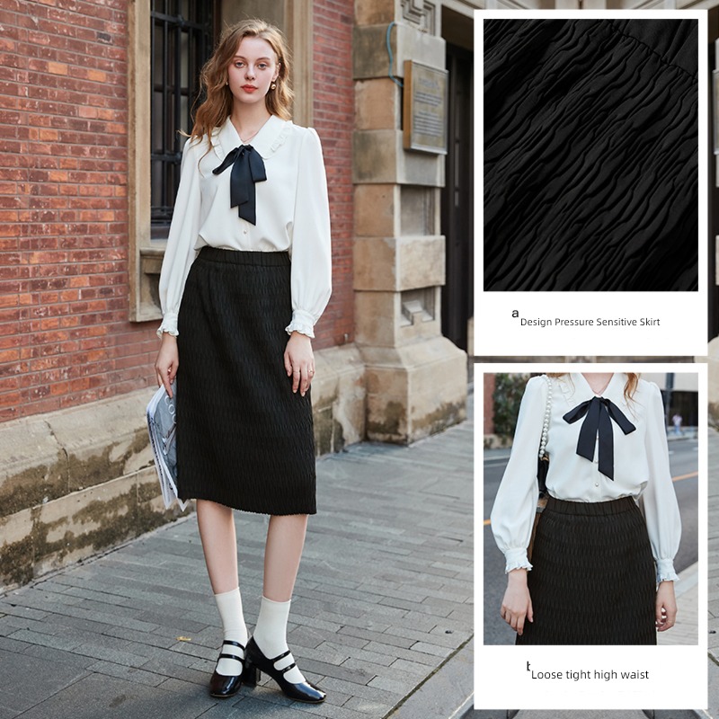 Tricolor winter Crimping Sense of design Medium and long term skirt