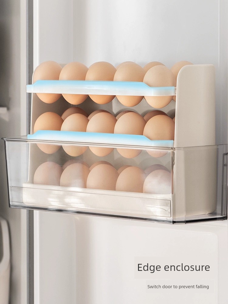 嬾角落雞蛋收納盒廚房專用冰箱側門整理保鮮盒子裝雞蛋儲物置物架