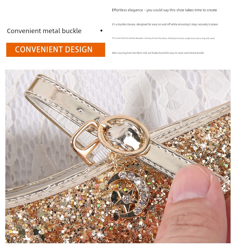 Girls' High-Heeled Shoes 2026 New Spring and Autumn Princess Shoes Round-Toe Performance Shoes Little Girls' Gold Host Performance Shoes — 7