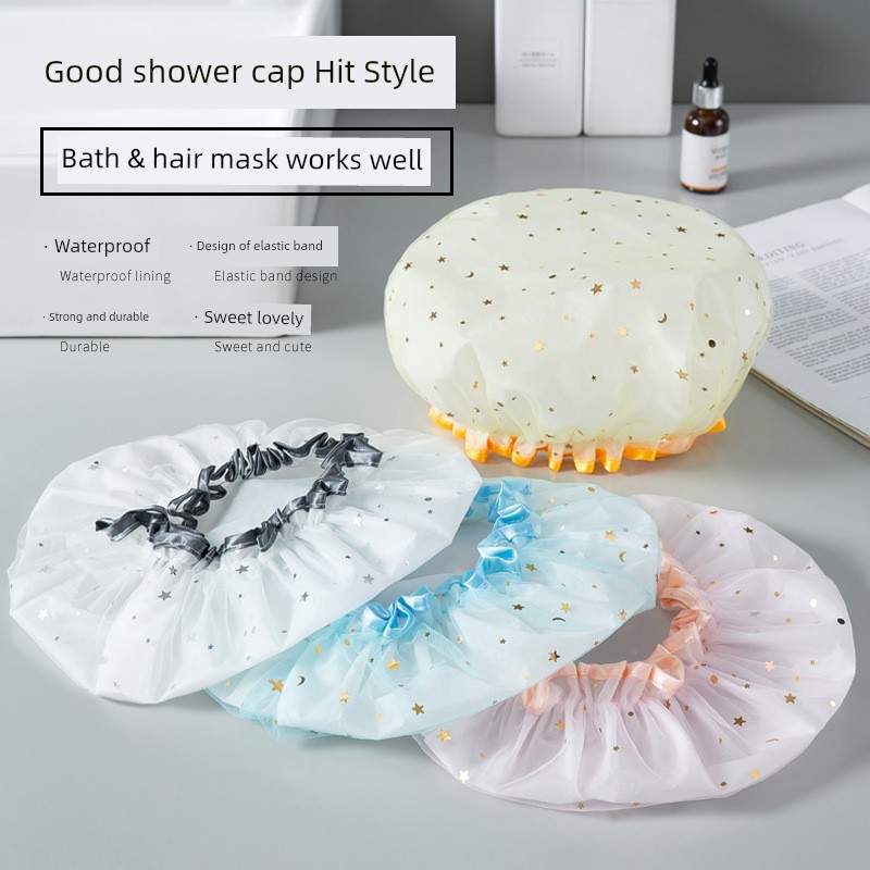 防水防油雙層浴帽兒童廚房浴室皆適用隨機款和多色組合