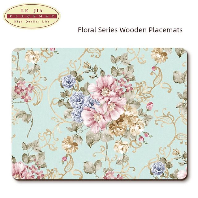European-style floral cork wood simple placemat European-style anti-scalding heat insulation pad Anti-slip Western tableware pad