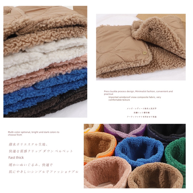 winter down female Versatile Lamb hair Button thickening