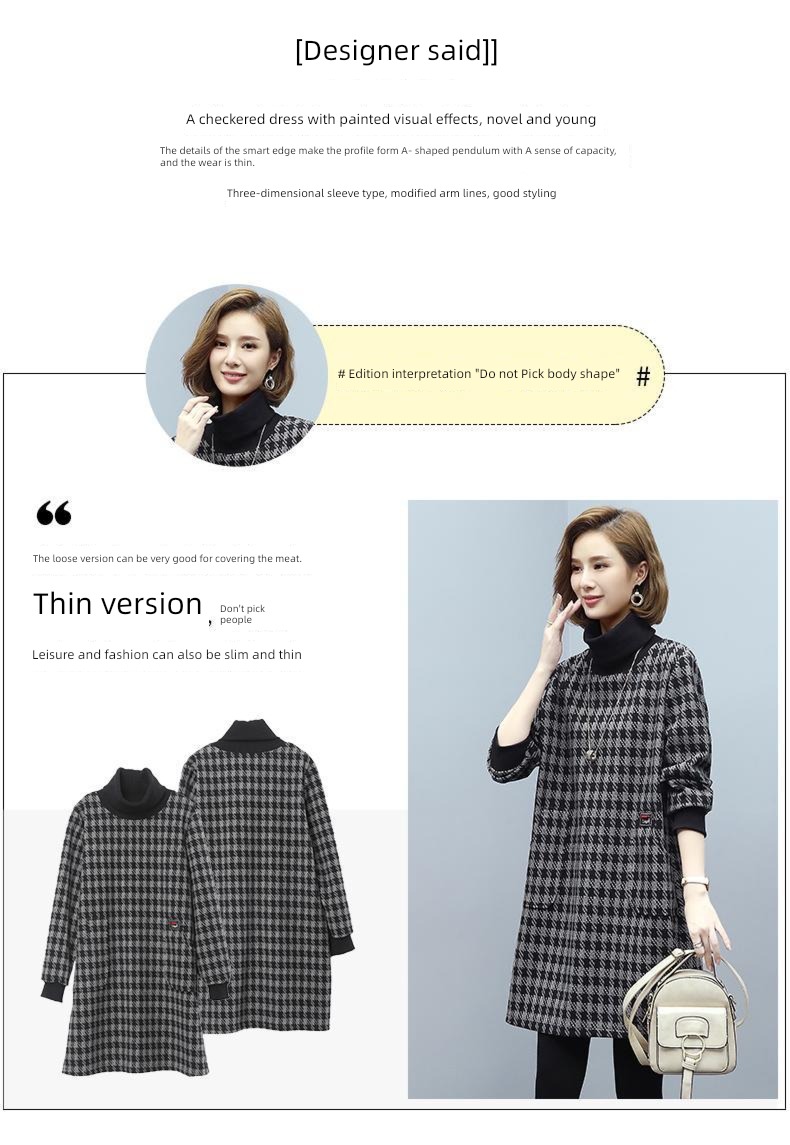 Autumn and winter thickening Plush houndstooth  Foreign style Dress