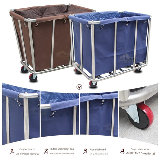 Hotel linen car room service car stainless steel trolley laundry hotel cleaning car storage car cloth bag