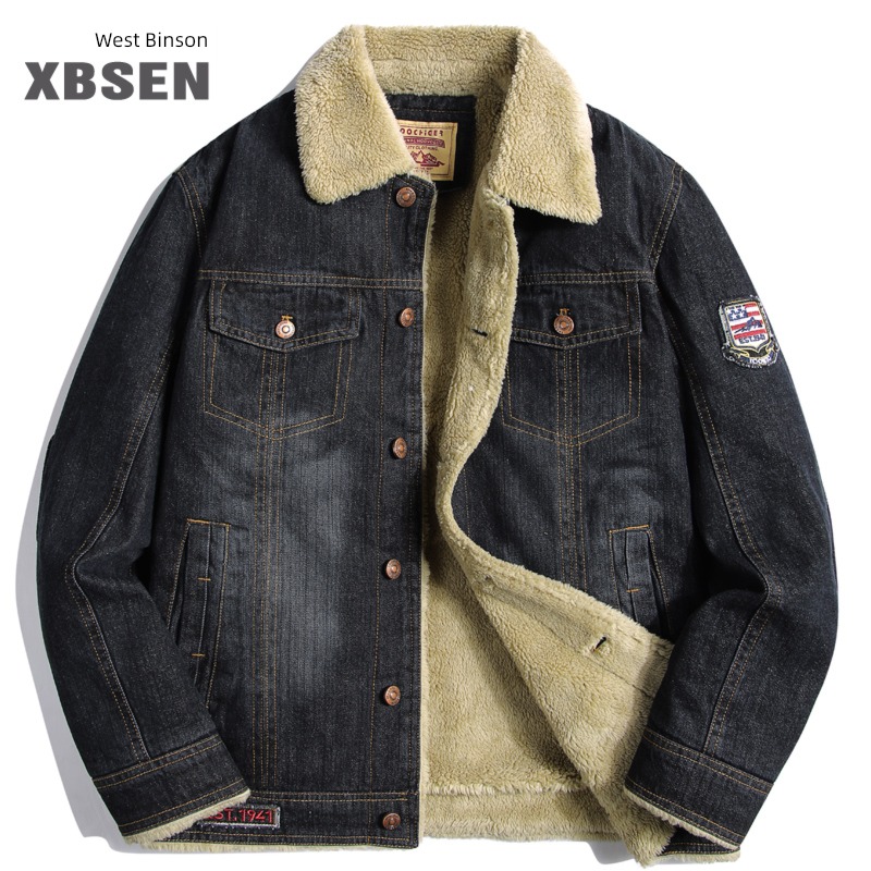 Autumn and winter Lamb cashmere Lapel thickening chaqueta
