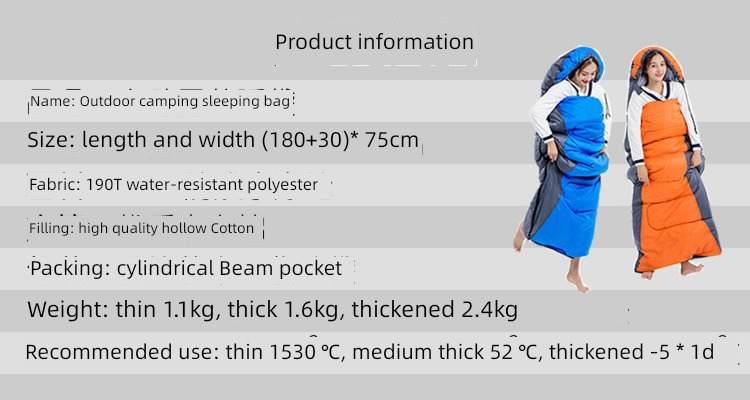 camp winter thickening Single double keep warm Cold proof Sleeping bag