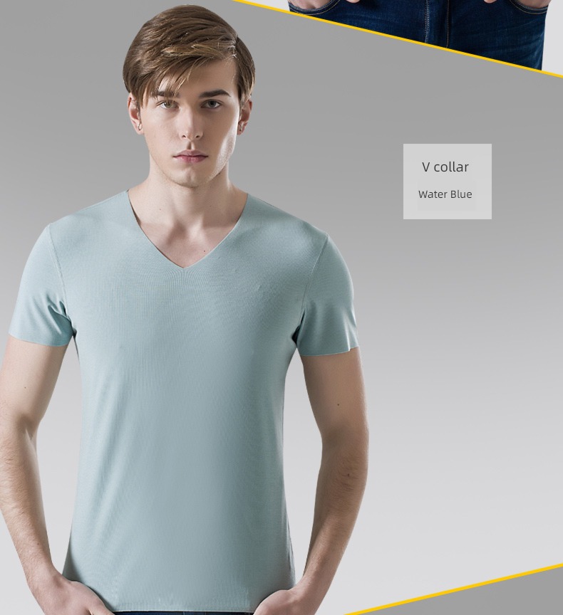 modal  man V-neck Tight fitting Undershirt Short sleeve T-shirt