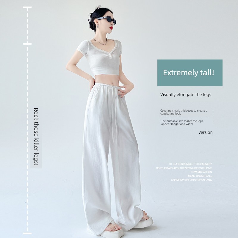 Tall Women's Maternity Pants, Cotton-Linen Wide-Leg Pants, Summer Casual Linen Long Pants, Thin Summer Yamamoto Pants for Women — 3