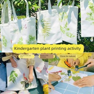 Plant Leaf Printing Calendar Cloth Tool Set Canvas Bag Square Towel Leaf Imprint Kindergarten Craft Material Kit