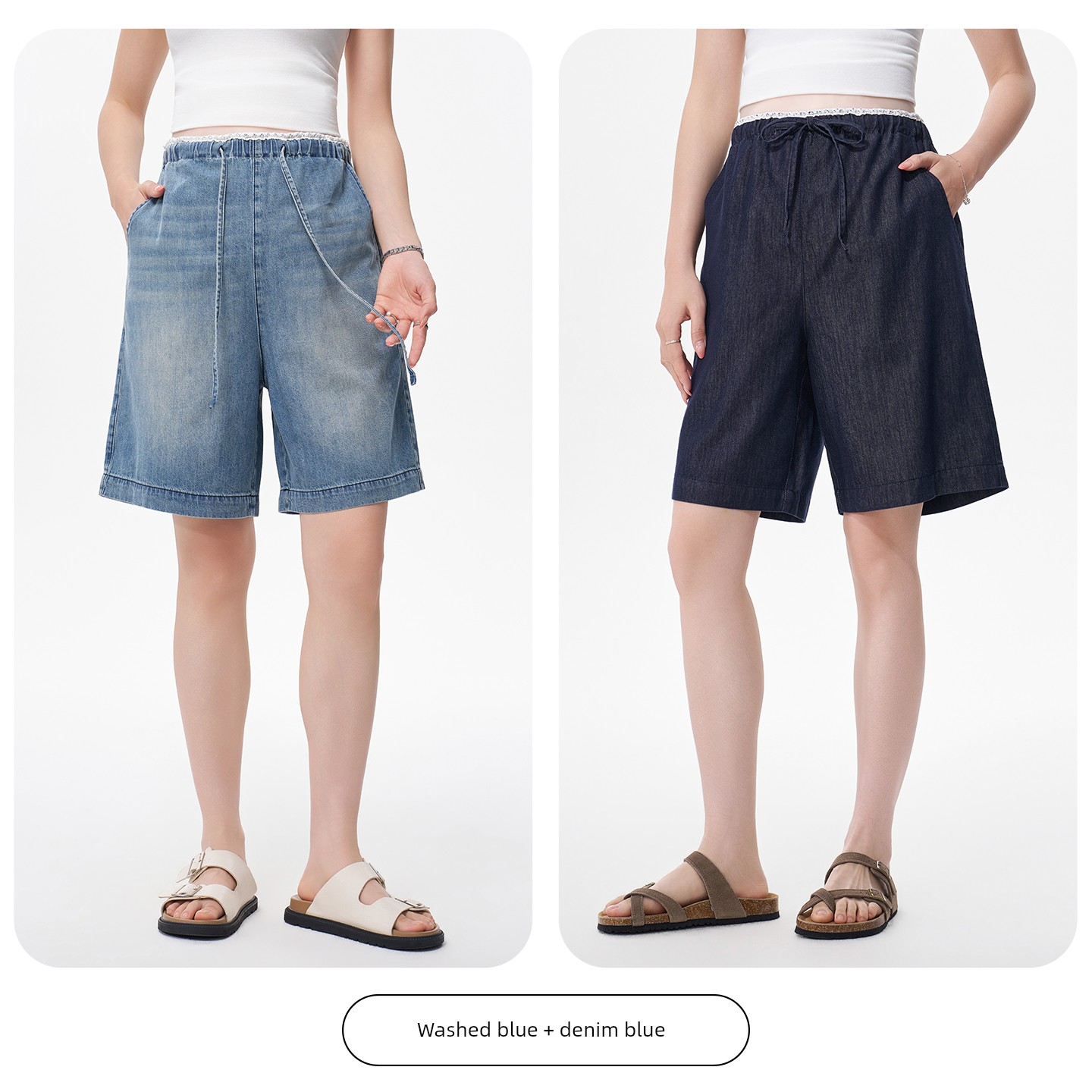 Masanon Maternity Jeans Summer Thin Style Outerwear for Petite Women with Lace Trim Five-Point Shorts Summer Wear 2026 New Model — 6