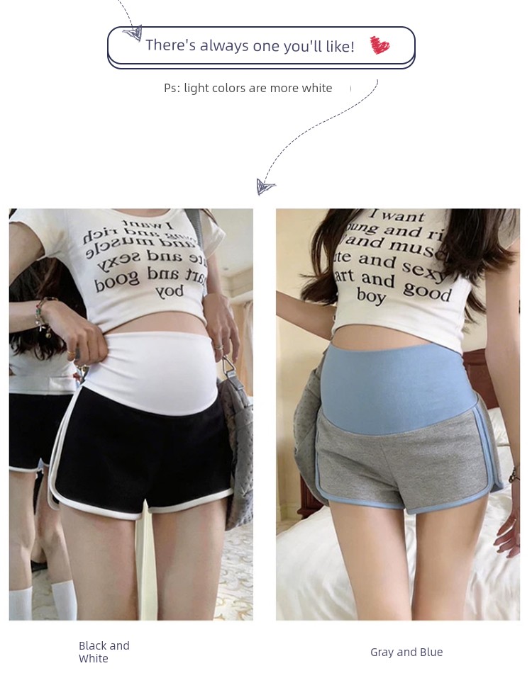 Maternity Side Contrast Color Hot Girl Shorts for Women, Summer 2026 New High-Waisted A-Line Loose Casual Sports Hot Pants — 3
