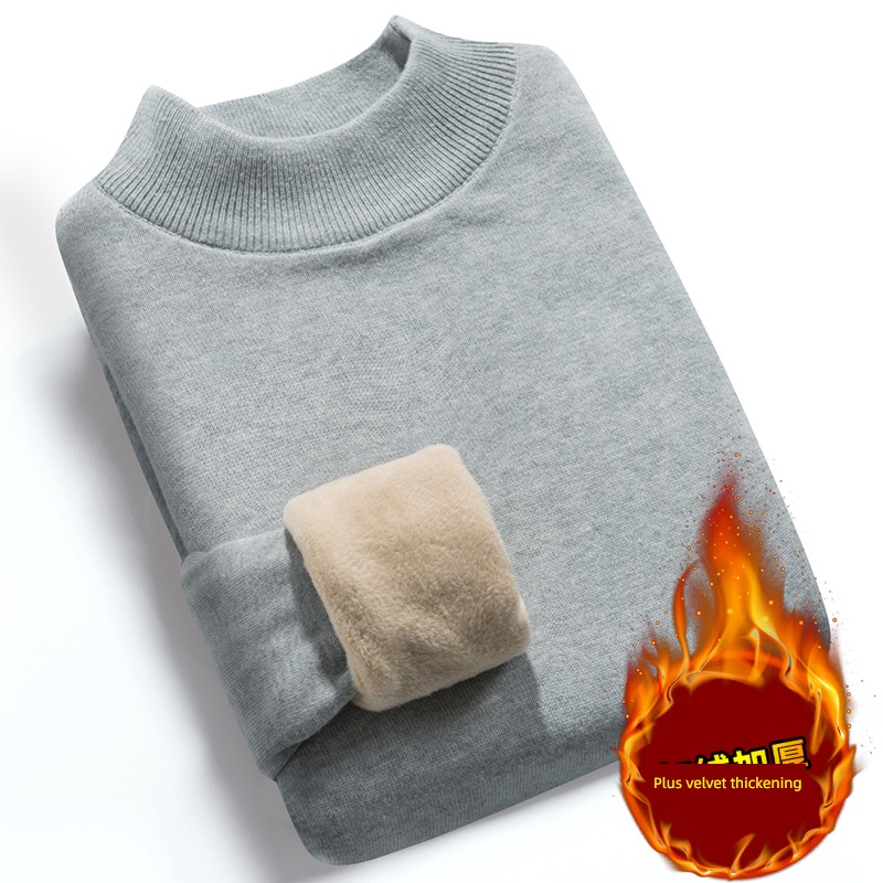 winter Plush keep warm pure cotton trend Half high collar sweater