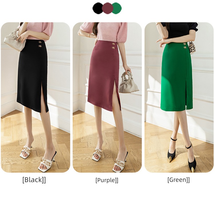 Medium and long term A word Irregular Fork One pace skirt suit