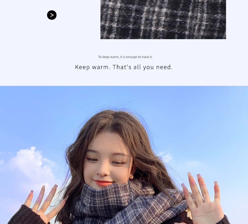 ins female Autumn and winter two-sided thickening lattice scarf