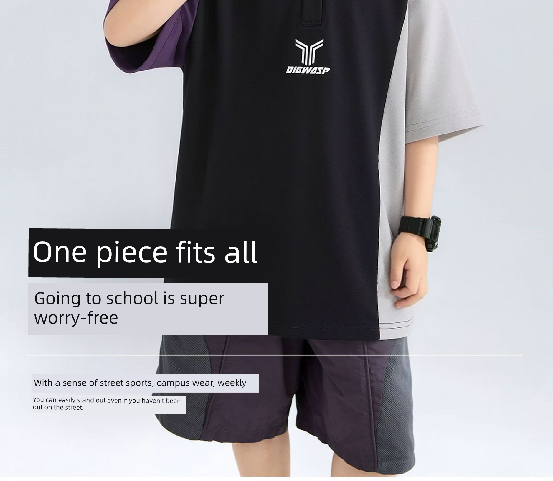 Bumblebee Boys' Summer New Casual Loose Short-Sleeve Polo Shirt American Style Trendy Base Shirt — 13