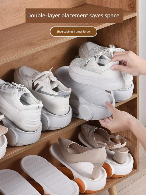 Space-saving shoe storage artifact double-layer thickened adjustable shoe rack shoe cabinet layer partition finishing shoes shoe box