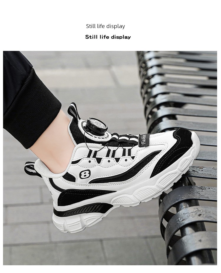 Kading Children's Shoes Boys' Sports Shoes 2026 Autumn New Ultra-Light Leather Waterproof Rotating Button Shock-Absorbing Running Shoes — 10