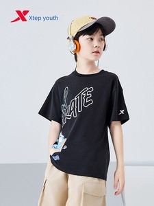 Xtep Children's Clothing Boys' Short-Sleeved T-Shirt 2026 Summer New Children's Sports Short T-Shirt for Older Children 