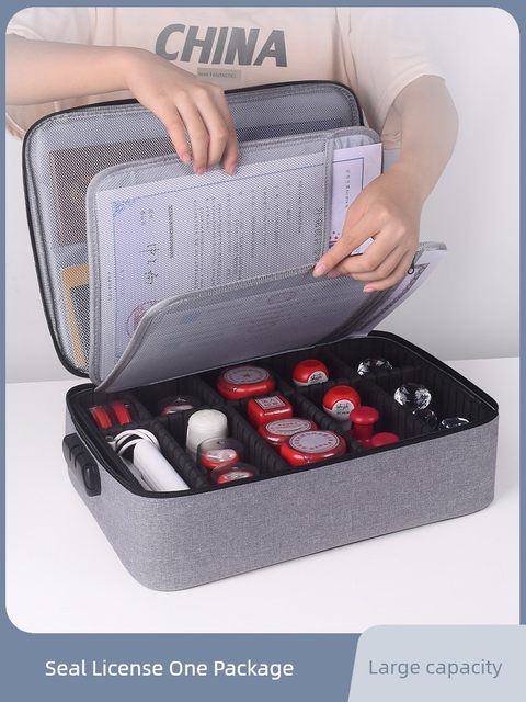 Seal storage box Business license storage bag A3 official and copy with password lock seal bag Office seal bag License