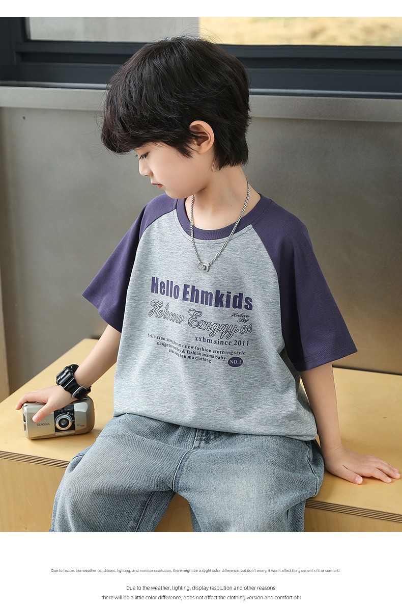 Little Elephant Ham Children's Clothing Boys' Short-Sleeve T-Shirt Patchwork Kids' Summer Half-Sleeve 2026 New Summer Cool Top — 23